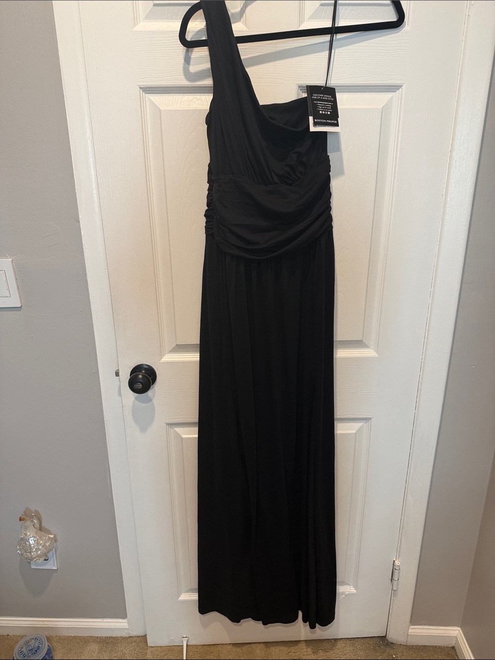 Boston Proper Black One-Shoulder Evening Maxi Dress